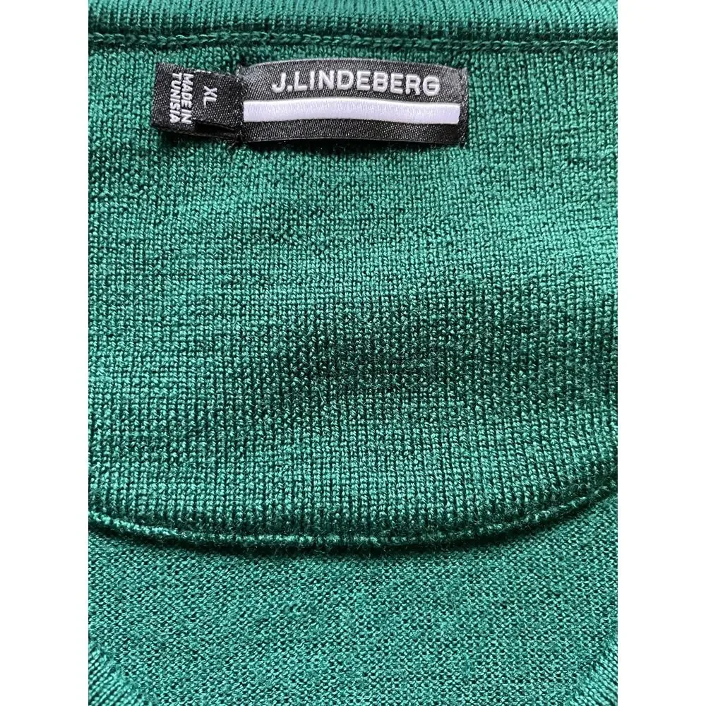 Merino Wool Sweater Size XL Golf Classic J. Lindeberg Mens Green V Neck Masters